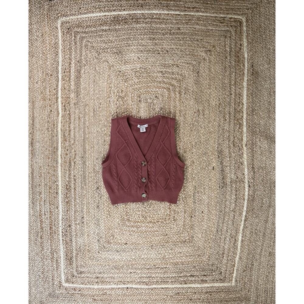 Womens Sincerely Jules Dusty Rose Mauve Crop Medium Sweater Vest